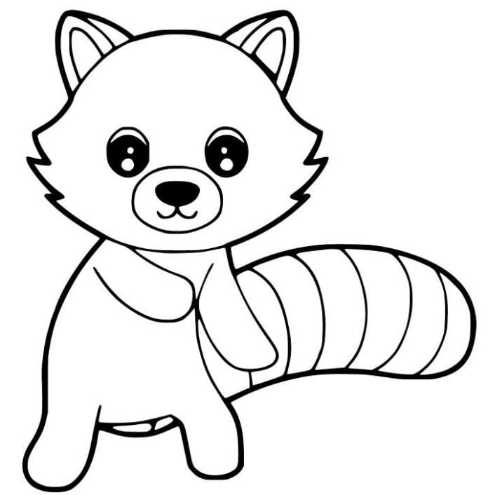 coloriage renard avec une longue queue - imprimable Kawaii
