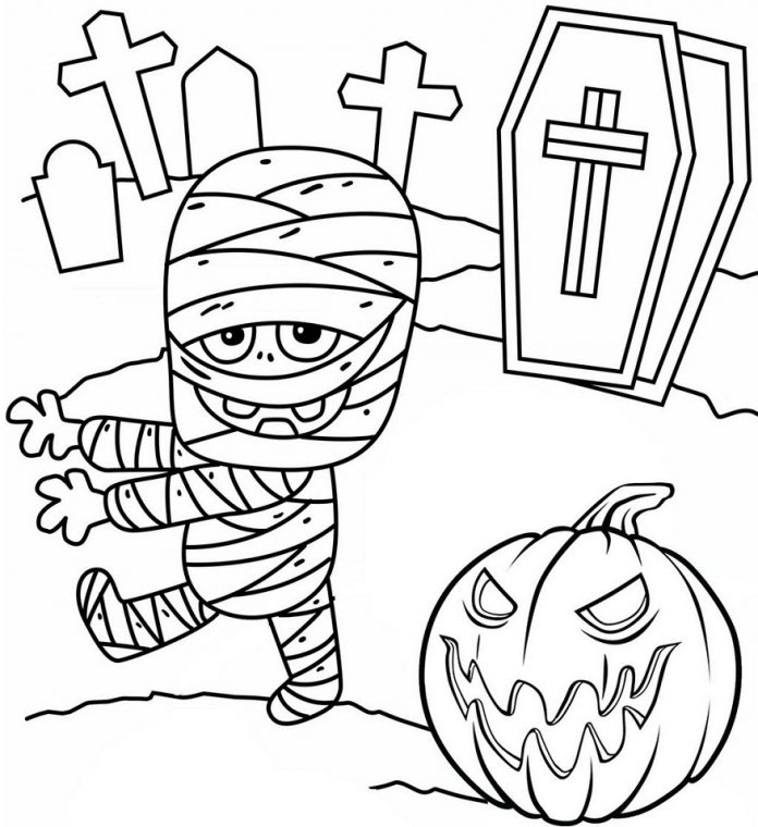 coloring page of little mummy