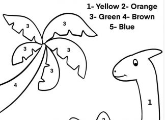 omalovánky malování podle čísel mírumilovný dinosaurus