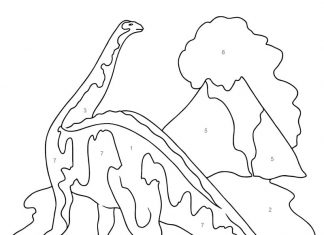 målarbok måla med siffror stor dinosaurie
