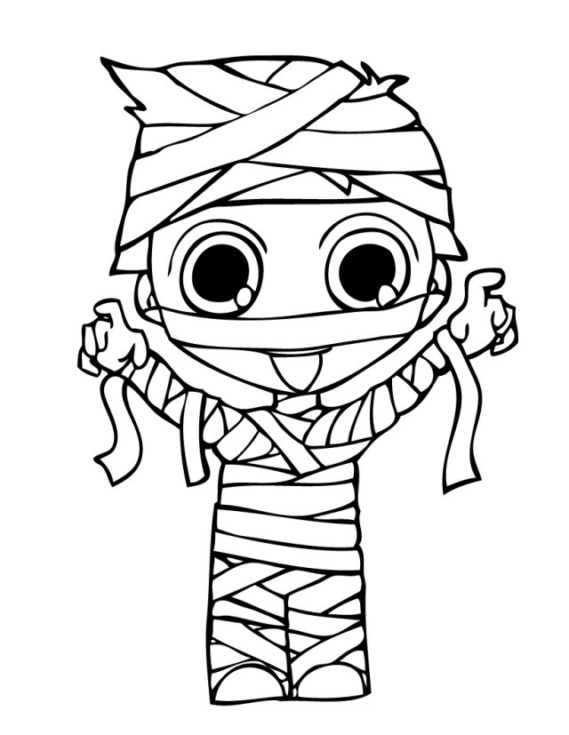 coloring page little boy mummy