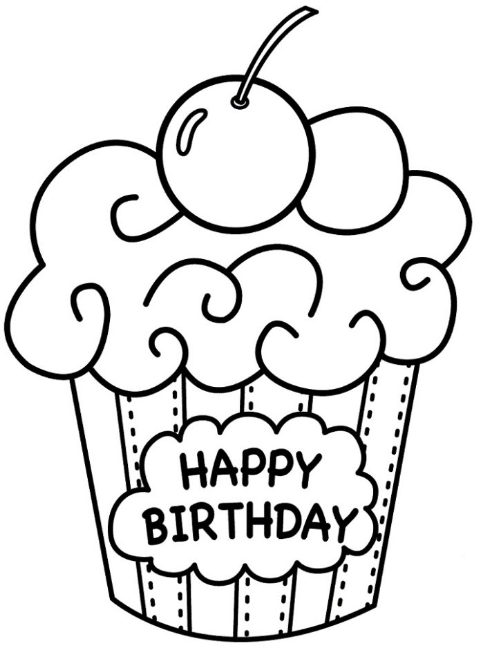 coloring page small birthday cake