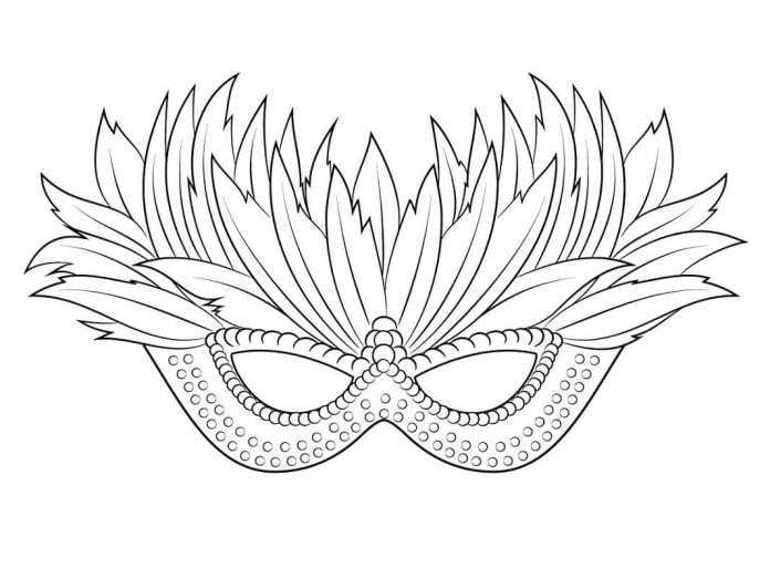 Coloring book mask for the last day of carnival