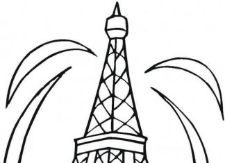 Printable metal tower in Paris coloring book