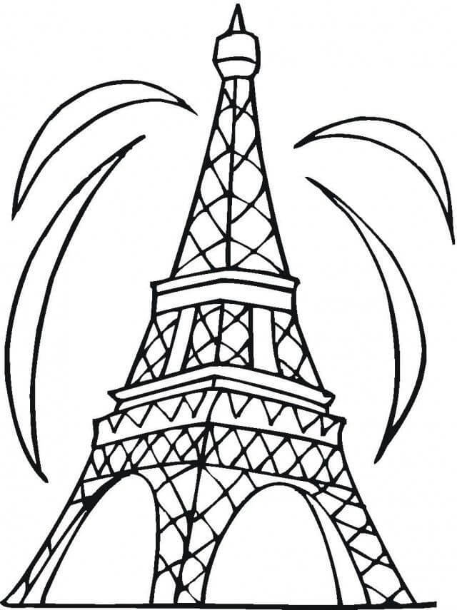 tulostettava metallinen torni Pariisissa värityskirja