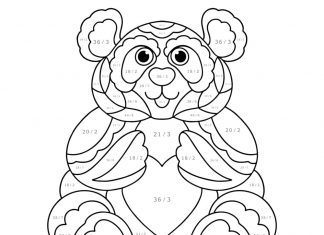Färgläggning av nallebjörnen enligt färgläggningsinstruktionerna.