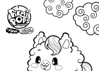 Pikmi Pops Suprise színezőkönyv egy mackóról egy baldachinnal lányoknak