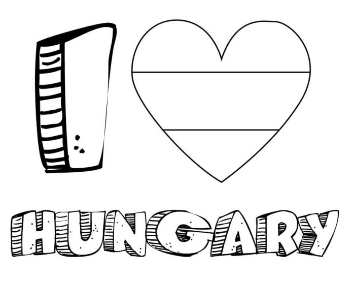 omalovánky s nápisem I love Hungary