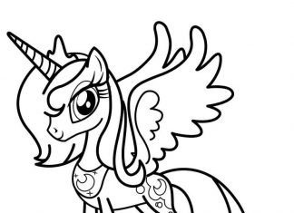 Night Princess Celestia printable coloring book of fairy tales for girls