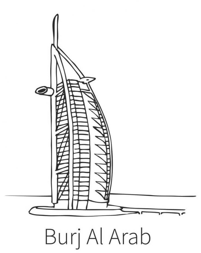 coloring page modern building United Arab Emirates