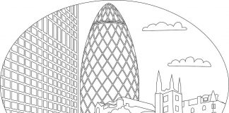 malebog moderne skyskraber 30 St Mary Axe til udskrivning
