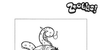 coloring page octopus character with paintbrushes