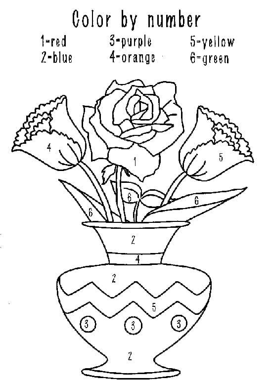 coloring page beautiful dkiwat in a vase