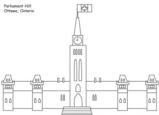 dessin à colorier de la belle colline parlementaire d'Ottawa