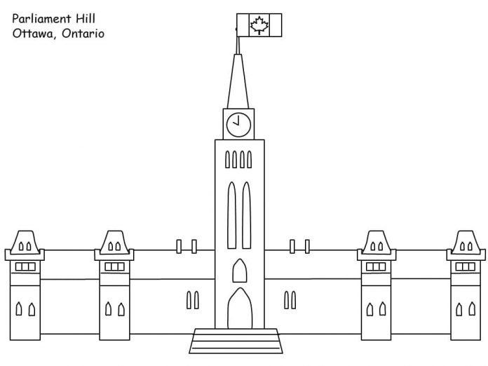 Dibujo para colorear de la hermosa Colina del Parlamento de Ottawa