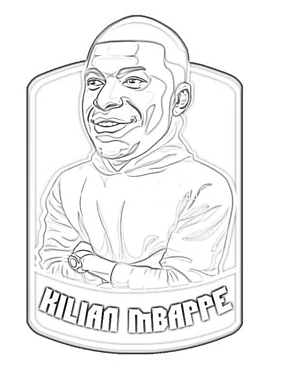 Coloring page footballer in the image of Kilian Mpappe