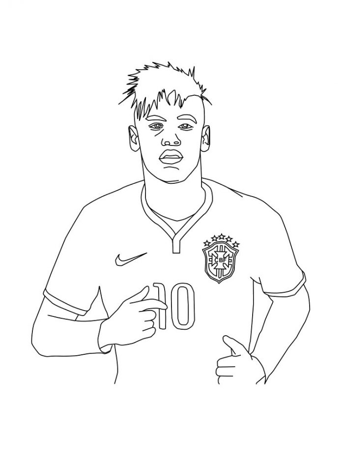 feuille à colorier d'un joueur de football dans un maillot de sport