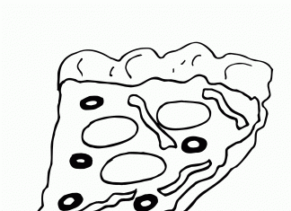 coloring page pizza with olives