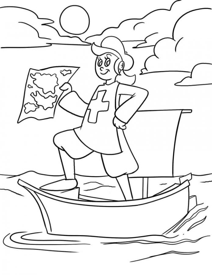 malebog af en rejsende på en båd