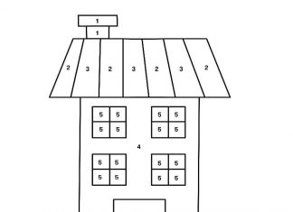 färgblad måla med siffror lägenhet byggnad