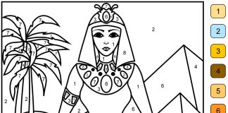 page à colorier peinture par numéros femme d'Egypte