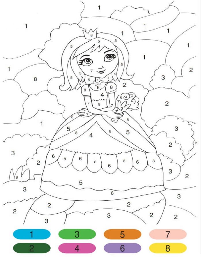 coloring book paint by numbers little princess