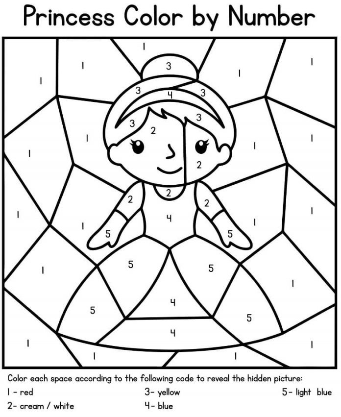 Coloring book paint by numbers little smiling girl