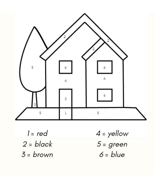 Coloring book paint by numbers small house