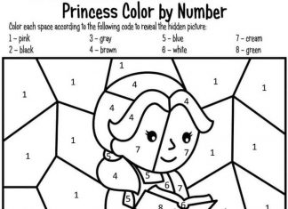 Coloring page color by numbers fairy tale character read book