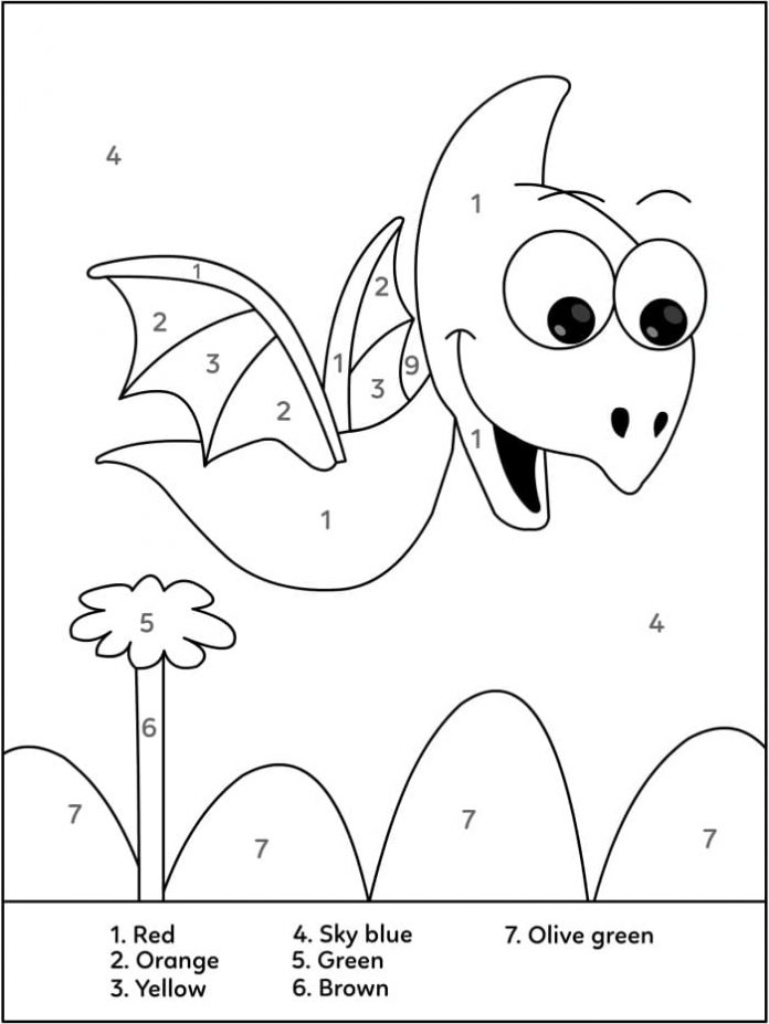 Coloring book paint by legend flying dragon