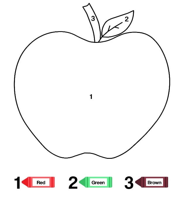 färgblad måla med siffror saftigt äpple