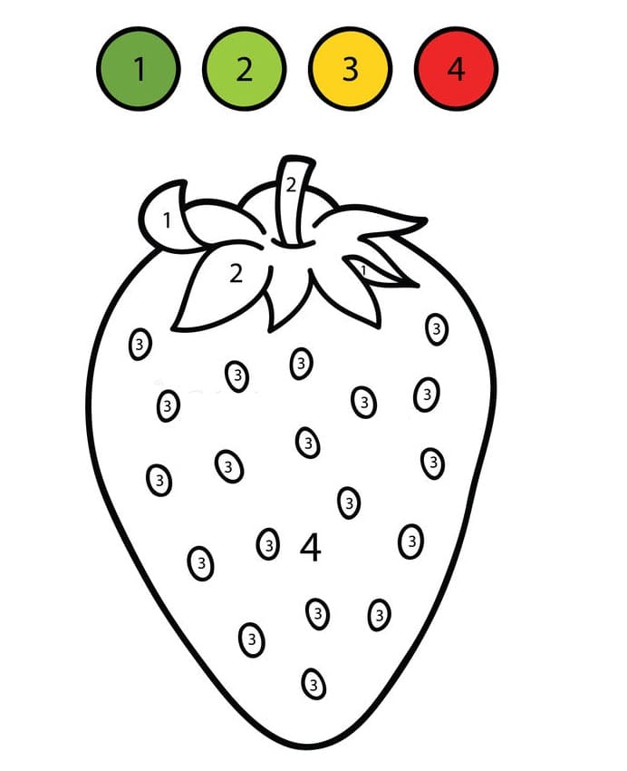Färbung Seite malen nach Zahlen Erdbeere