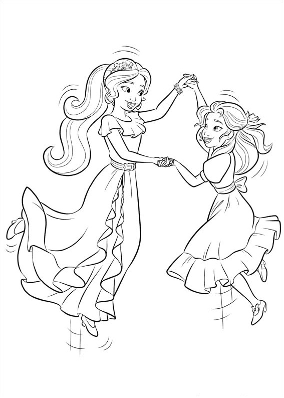 Printable coloring sheet of the fairy tale Elena of Avalor dance