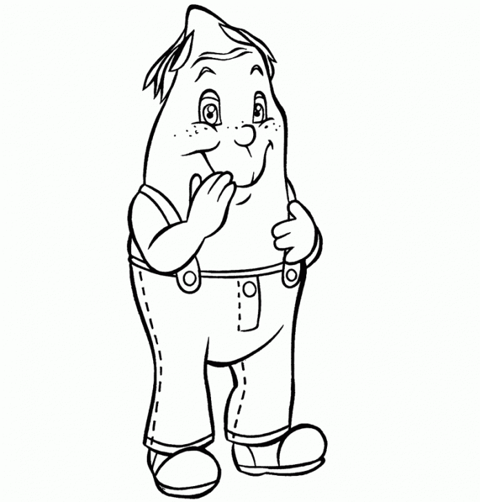 Coloring cartoon character potato in pants