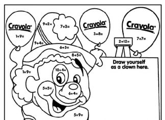 coloring page character at the blackboard