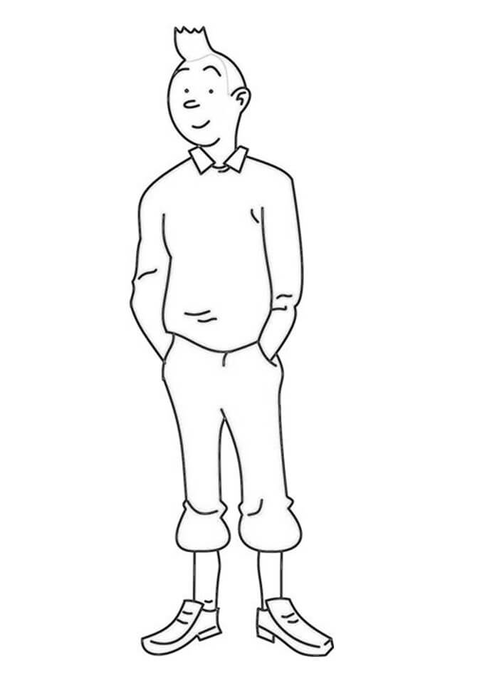 Coloring book character from the cartoon The Adventures of Tintin