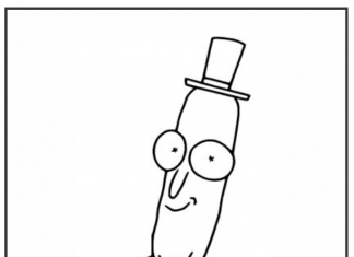 pagina da colorare del personaggio del cartone animato Rick e Morty