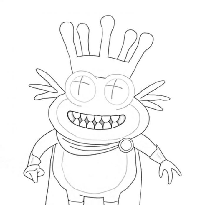Coloring book character with a crown from a fairy tale