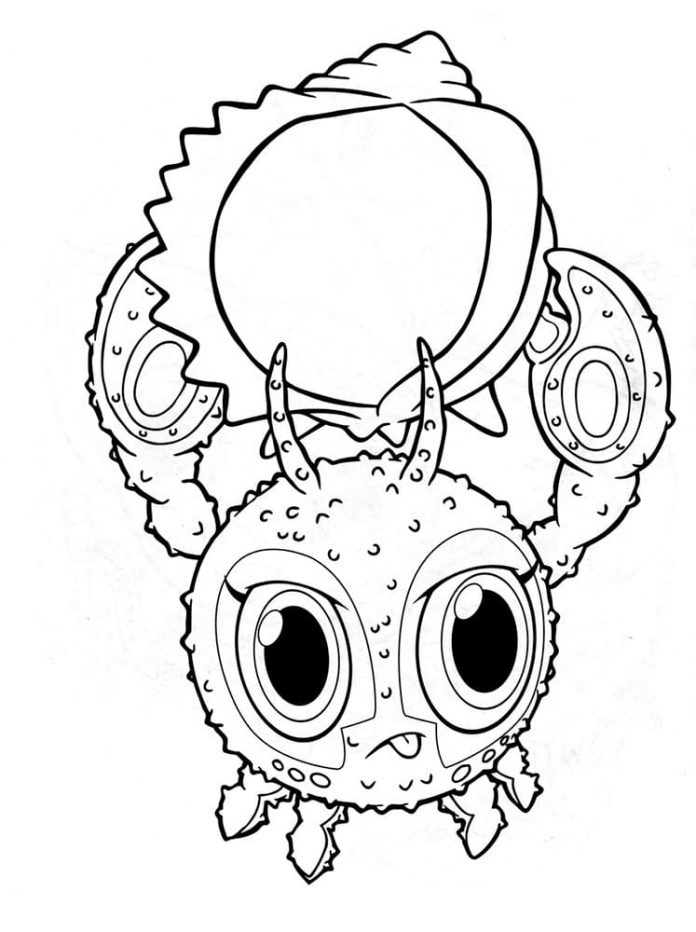 coloring page character with a seashell