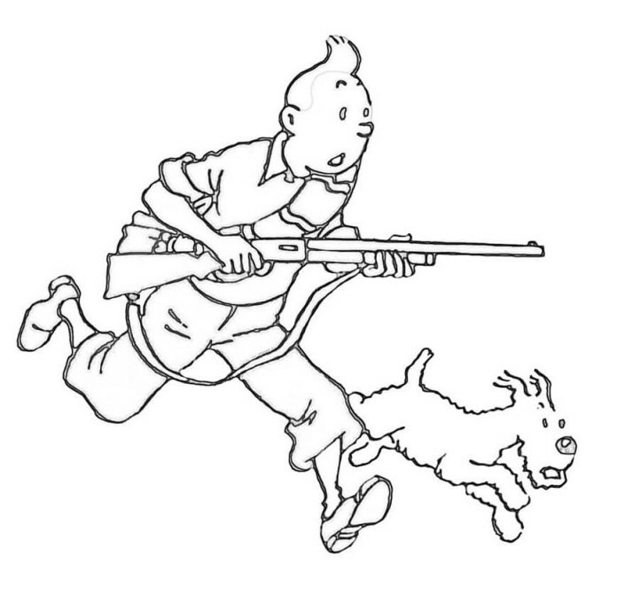 coloring page character with a shotgun