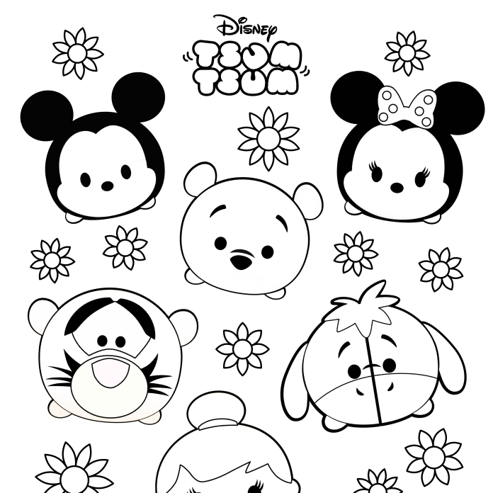 Printable Tsum Tsum characters coloring book