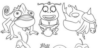 kolorowanka postacie bajki larva do druku dla dzieci