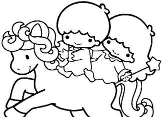 coloring page of characters on horseback