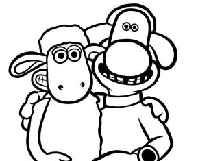 coloring sheet shaun sheep characters for kids to print