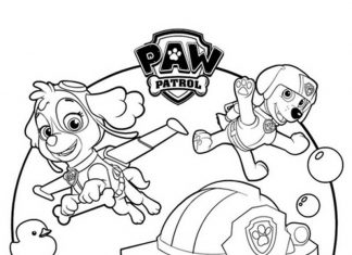 Kreslené postavičky Psi Patrol pro děti k vytisknutí
