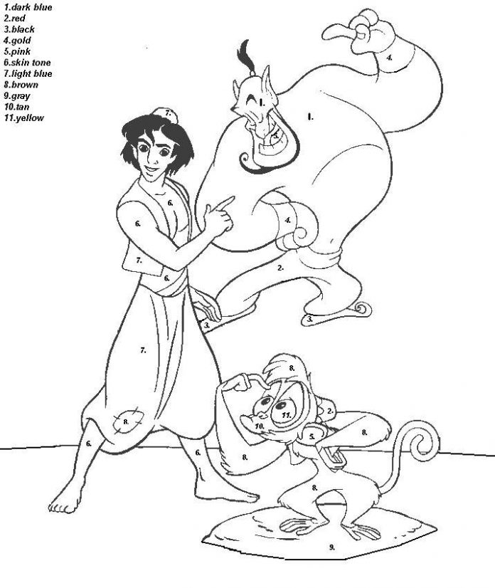 Coloring book fairy tale characters by number intructions