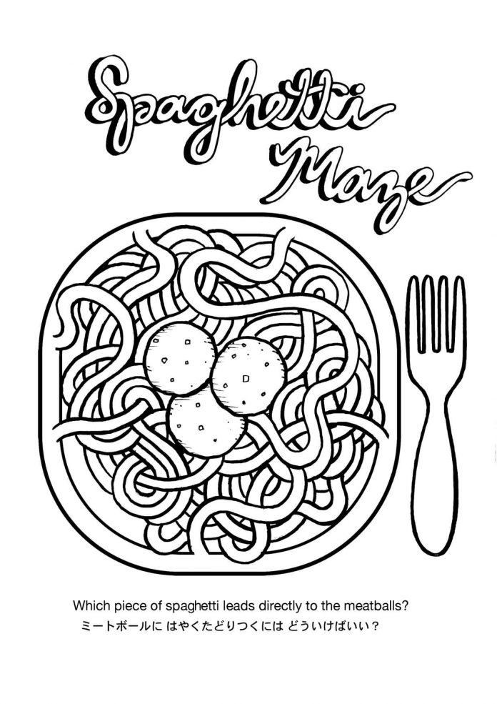 printable pasta dish coloring book