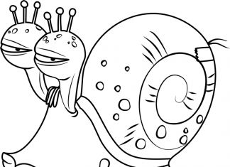 Coloring page of slow snail from LARVA cartoon