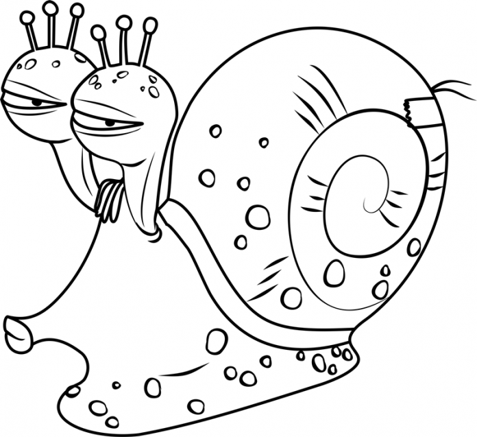 Coloring page of slow snail from LARVA cartoon