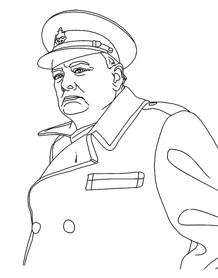 Coloring page of Prime Minister in uniform